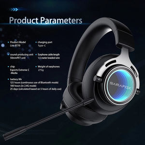 Auriculares Sarafox Mirror Lighting con Dongle Inalámbrico 2.4G Tipo-C, Auriculares para Juegos con Batería de 1000 mAh y 50 Horas de Reproducción - Product Image 3