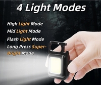 Gantungan Kunci Mini USB-C kuat dapat diisi ulang lampu kerja LED COB senter Logo kustom jarak jauh dengan magnet untuk darurat