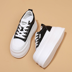 Zapatillas de Plataforma con Suela Gruesa Casuales para Mujer, Primavera Verano 2026, Novedad, con Cordones, que Aumentan la Altura, Blancas, Versátiles - Product Image 6