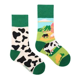 Enfants dessin animé vache chaussettes été mince couleur unie respirant coton mignon Animal bébé Tube équipage chaussettes - Product Image 1