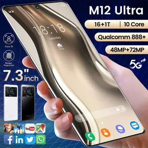 Hot Selling XIAO M12 ULTRA PHONE Original 7.3Inch 16GB+1TB 7300mAh 48MP+72MP Android 12 Cell Gaming Phone Smart Mobile Phone 5G