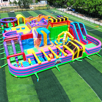 Parc d'attractions gonflable à thème extérieur Fun World, aire de jeux, ville de divertissement, parcours d'obstacles sportif, aire de jeux géante