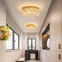 Suspension nordique moderne de 50cm de diamètre Lustre de plafond en cristal LED rond en acier inoxydable doré