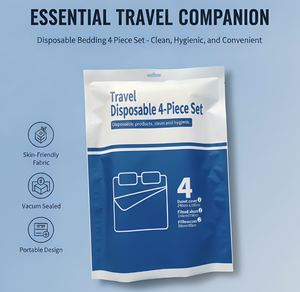 Draps de lit jetables (drap, housse de couette, taie d'oreiller) anti-acariens 200TC, toutes saisons, essentiels <span class=keywords><strong>pour</strong></span> les voyages et l'hôtellerie, portables - Product Image 4