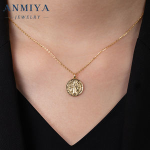 Collar de plata 925, colgante de medalla de San Benito de doble cara, rotación de Oro a la moda, joyería Católica Cristiana, cadenas finas - Product Image 2