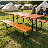 Table et chaises en bois pour restaurant, table de pique-nique moderne en bois avec banc pour parc