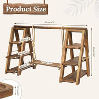 Plateau de service en bois de noyer foncé, ensemble de présentation pour table de desserts, étagère en bois massif en forme d'escalier pour rangement de plateaux