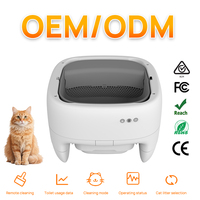Bac à litière automatique pour chat avec système de capteur de sécurité, surveillance par application, contrôle des odeurs et conception ouverte facile à nettoyer