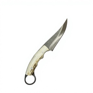 Cuchillo de Caza de Acero Inoxidable con Hoja Fija, Mango de Asta de Ciervo, Funda de Cuero, Cuchillos para Acampar al Aire Libre - Product Image 5