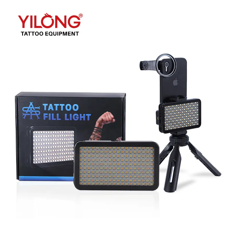 Luz de câmera portátil de duas cores para preenchimento de tatuagem, luz LED para fotografia e tatuagem, lâmpada com suporte