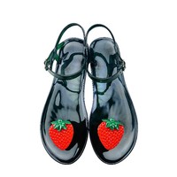 Été Nouveau Fancy Lady Fruit Flat Slip on Sandals Women Outwear Beach PVC Jelly Shoes