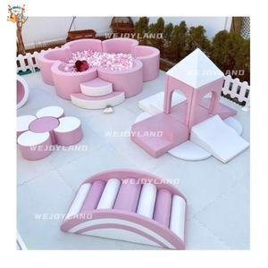 Wjoy מכירת חם ורוד ציוד משחק רך להגדיר מגרש משחקים חיצוני מקורה עם משחק כדור עם פלייהאוס להשכרה עבור מסיבת חתונה - Product Image 2