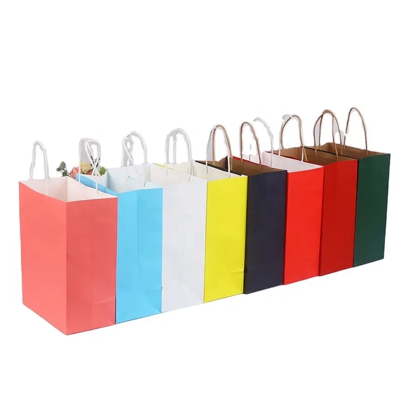 Hot Sales Eco Friendly Twist Kraft Paper Shopping Bag Gift bag Comida Take Away Kraft Paper bag logotipo personalizado