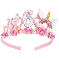 Serre-tête en plastique fait main SuPoo pour enfant de 2 ans - Couronne de fleurs, diadème de princesse pour filles, décorations mignonnes pour fête d'anniversaire