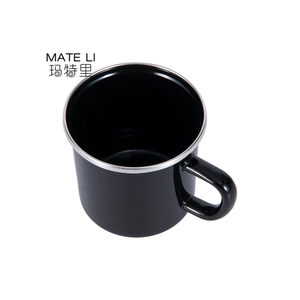 كوب شاي مطلي بالمينا من الفولاذ الكربوني الأسود سعة 380 مل بشعار مخصص، آمن للطعام، مناسب للتخييم والسفر في الهواء الطلق - Product Image 3