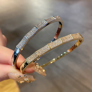 European And American Starry Zircon <b>Bracelet</b> Gold <b>Silver</b> Micro Insert Women's Fashion <b>Cuff</b> Jewelry Anniversary Gift - Product Image 3