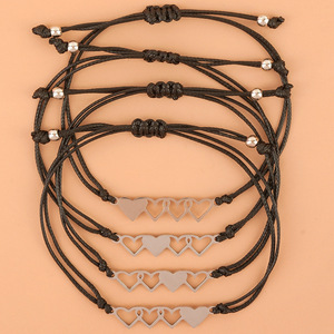 Lot de 4 bracelets en acier inoxydable tressés à <span class=keywords><strong>la</strong></span> main avec carte cœur pour sœurs, meilleures amies, confidencielles pour toujours, cadeau d'anniversaire - Product Image 5