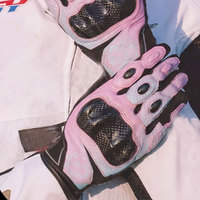 Gants de motocross tout-terrain respirants personnalisés, compatibles écran tactile, en cuir rose et noir, tissu technique pour VTT