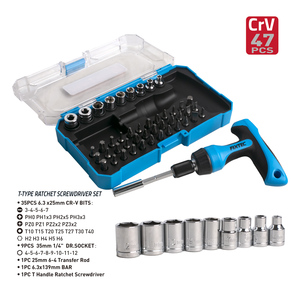 ชุดเครื่องมือช่าง FIXTEC 47 ชิ้น ชุดไขควงแบบ T-Type Ratchet รุ่น CRV FHSDK47 ชุดไขควง FHSDK47 FHSDK47 FHSDK47 - Product Image 5