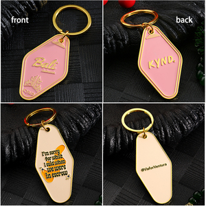Hot Motel Keychain Kim Loại Kẽm Hợp Kim 3 Màu Sắc Men Móc Chìa Khóa Tùy Chỉnh Thiết Kế Đôi Bên Vàng Khách Sạn Vòng Chìa Khóa Với Logo - Product Image 4