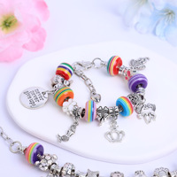 Kit de fabrication de bracelets à breloques DIY pour enfants, série Océan, pendentifs sirène et étoile de mer, perles à grand trou, bijoux faits main, coffret cadeau