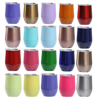 Taza de Vino de Acero Inoxidable de 12 oz Libre de BPA, Forma de Huevo, para Camping y Viajes, Taza de Café con Aislamiento de Doble Pared y Tapa