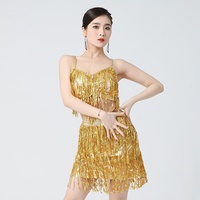 Ensemble de costume de danse latine pour compétition, 2 pièces, jupe tutu et haut sans manches à bretelles classiques personnalisables, taille élastique