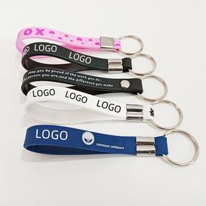 Custom Logo Printing Silicone Wristlet <b>Key</b> Chain for Promotion Gifts Items Fashionable Marketing Giveaway - Product Image 1