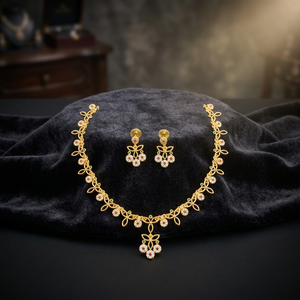Premium Matte Floral <b>Necklace</b> Set with <b>Delicate</b> Vine Design Elegant Party Wedding Traditional Jewelry Set for Women - Product Image 2