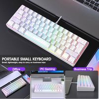 Clavier de jeu filaire OEM ODM 60 touches, 61 touches, RGB, contour blanc, rétroéclairé, ultra-compact, petit clavier de jeu pour PC/Mac, gamer, typiste