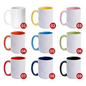 แก้วมัค ZREGGUR ขายส่ง ขนาด 11 ออนซ์ 15 ออนซ์ แก้วกาแฟเซรามิกแบบมินิมอลสำหรับเดินทาง พร้อมสีด้านในเคลือบแบบซับลิเมชั่น มีหูจับ - Product Image 2