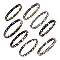 Bracelet de santé classique en acier inoxydable avec aimant, couleur noir et or, pour mariages et anniversaires, en germanium à infrarouge lointain, vente en gros
