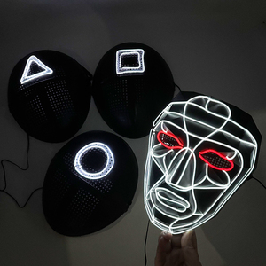Cosplay coreano luz LED máscara de neón FIESTA DE Halloween película tema brillante plástico <span class=keywords><strong>disfraz</strong></span> cuadrado círculo triángulo diseño - Product Image 1