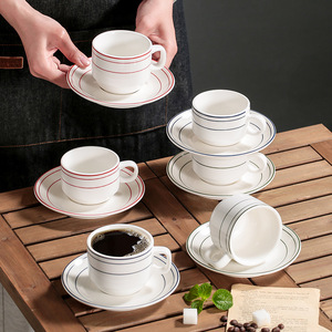 Minimalist Ceramic <b>Cups</b> and Saucers <b>Set</b> Cappuccino Coffee <b>Cup</b> Vintage Green Lines Tea <b>Cup</b> <b>Set</b> - Product Image 1