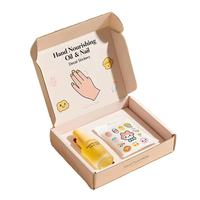 Boîte d'expédition en carton ondulé beige personnalisée avec pelliculage mat, doublure en mousse et motif de dessin animé mignon – Emballage haut de gamme pour huile nourrissante pour les mains