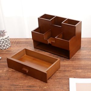 Wooden Tiered Storage Box 3 Layers Multi Compartment Drawer Desk Organizer <b>Stationery</b> <b>Holder</b> Desktop Office Supply Organizer - Product Image 3