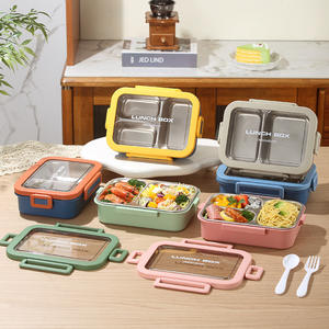 Lonchera Bencircle B275 a prueba de fugas, de acero inoxidable, con carcasa de plástico, contenedor de alimentos de 3 secciones para niños y adultos - Product Image 5