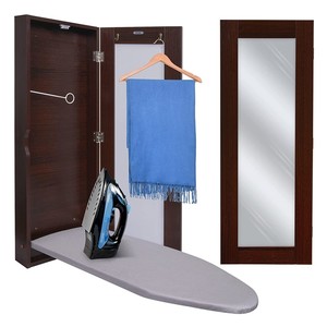 Planche pliable d'accessoires de repassage pour vêtements à la maison planche à <span class=keywords><strong>repasser</strong></span> pliante en bois miroir <span class=keywords><strong>armoire</strong></span> murale avec rangement - Product Image 1