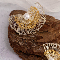 Boucles d'oreilles de luxe pour femmes et jeunes filles, en alliage de cuivre plaqué argent, avec pampilles en fil doré, tissées à la main, certifiées par un tiers