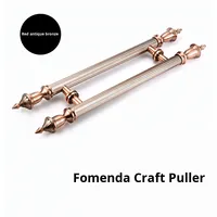 Pegangan kaca Modern, tabung biji-bijian lurus Titanium kepala bunga mawar emas pegangan pintu Stainless Steel