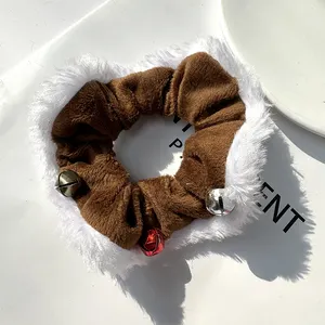 Natal 2 buah rambut Loop kain mewah Santa Claus Elk usus babi ikat kepala lingkaran Headwear Hairband untuk Gadis indah elastis rambut cincin