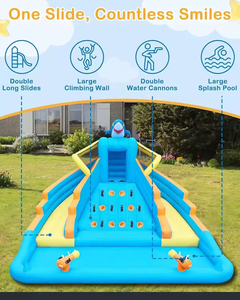 Parc aquatique gonflable géant Hualong avec deux toboggans et piscine à jets, équipement de jeu d'été de qualité commerciale pour jardin - Product Image 6