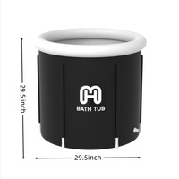Baignoire ronde noire en plastique économique, pliable, portable, pour l'extérieur, bain froid, bain de glace, pour adultes