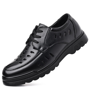 Zapatos de Hombre Mulinsen, de Cuero Genuino, con Diseño Calado, Tacón Bajo, con Cordones, Casuales, para Trabajo, Color Marrón Sólido - Product Image 4
