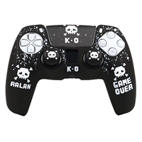 Coque en silicone à motif crâne pixelisé par impression par transfert d'eau avec poignées pour manettes PlayStation 5