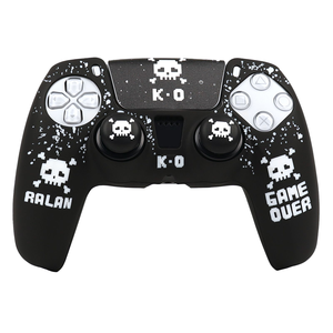 Coque en silicone à motif crâne pixelisé par impression par transfert d'eau avec poignées pour manettes <span class=keywords><strong>PlayStation</strong></span> 5 - Product Image 3
