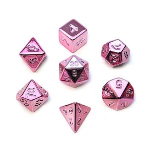 Venta de Fábrica: Juego de Dados Poliédricos de Acrílico para Juegos de Rol (D&D) de 7 Piezas, con Acabado Mate y Baño de Oro Rosa - Product Image 3