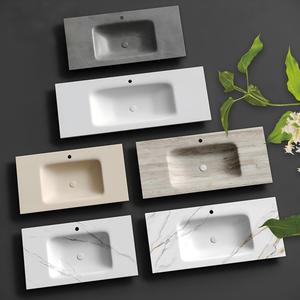 Lavabo de Baño de Piedra Natural Curvado a Medida, Diseño de Una Pieza, Doble Lavabo, Mueble de Baño con Lavabo Integrado - Product Image 1