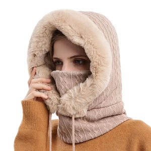 Ensemble bonnet et cache-cou en fourrure d'hiver pour femme, tricoté en polyester, chaud, coupe-vent, épais, en peluche, pour le ski et les activités de plein air - Product Image 3