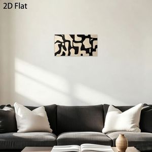 Impression sur toile abstraite personnalisée, décoration murale rectangulaire plate 2D, motif géométrique minimaliste, sans cadre, fond beige - Product Image 4